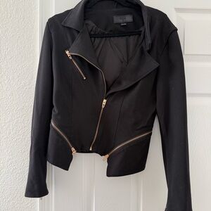 Blank NYC Black Leather Jacket with Gold Zippers